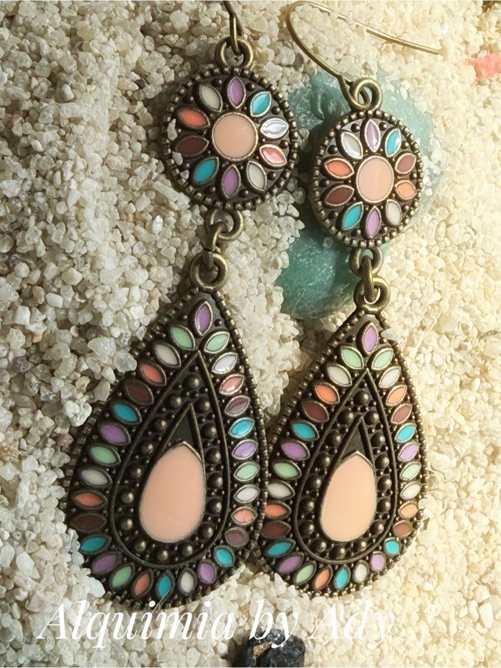 EUROPE + Vacation basics blush and blue Floral Oval Drop Earrings